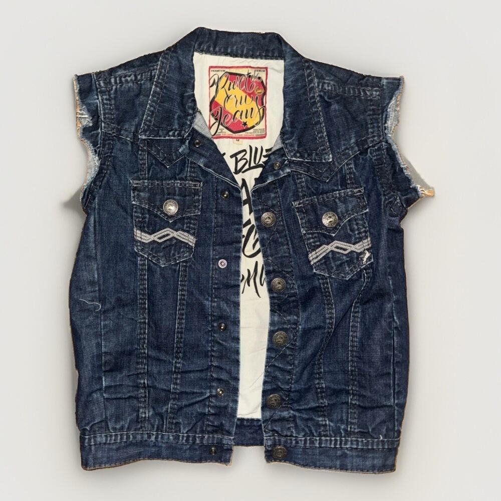 Rivet de Cru Vintage Cut-off Sleeveless Classic Denim Jacket Vest 100% Cotton M